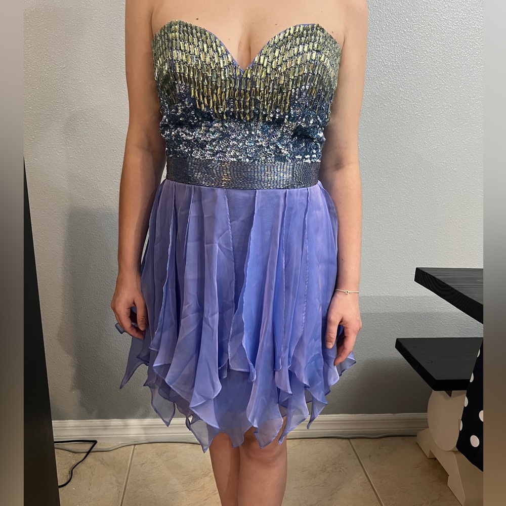 NWOT Sherri Hill Periwinkle/purple strapless short prom/homecoming/formal dress
